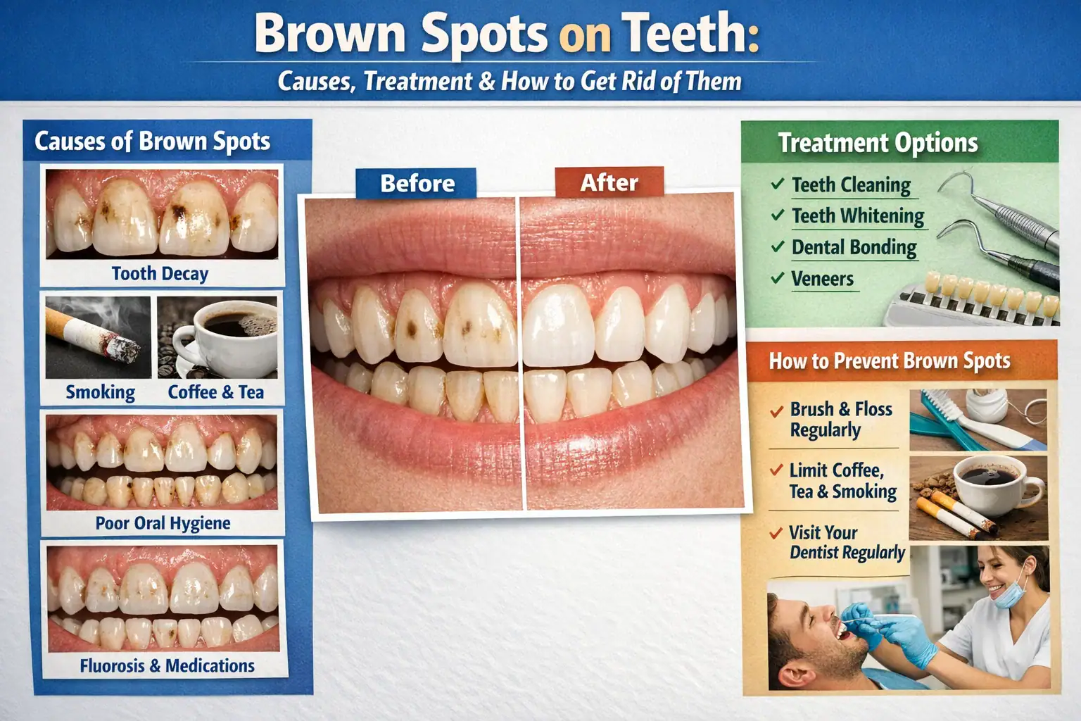 Brown Spots on Teeth: Causes, Treatment & How to Get Rid of Them