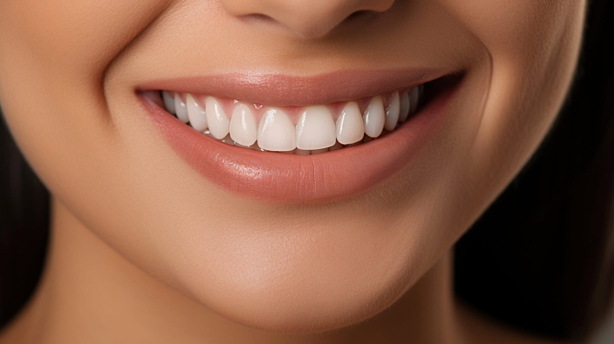 close up smile a beautiful young woman smiling. cosmetic skin ca
